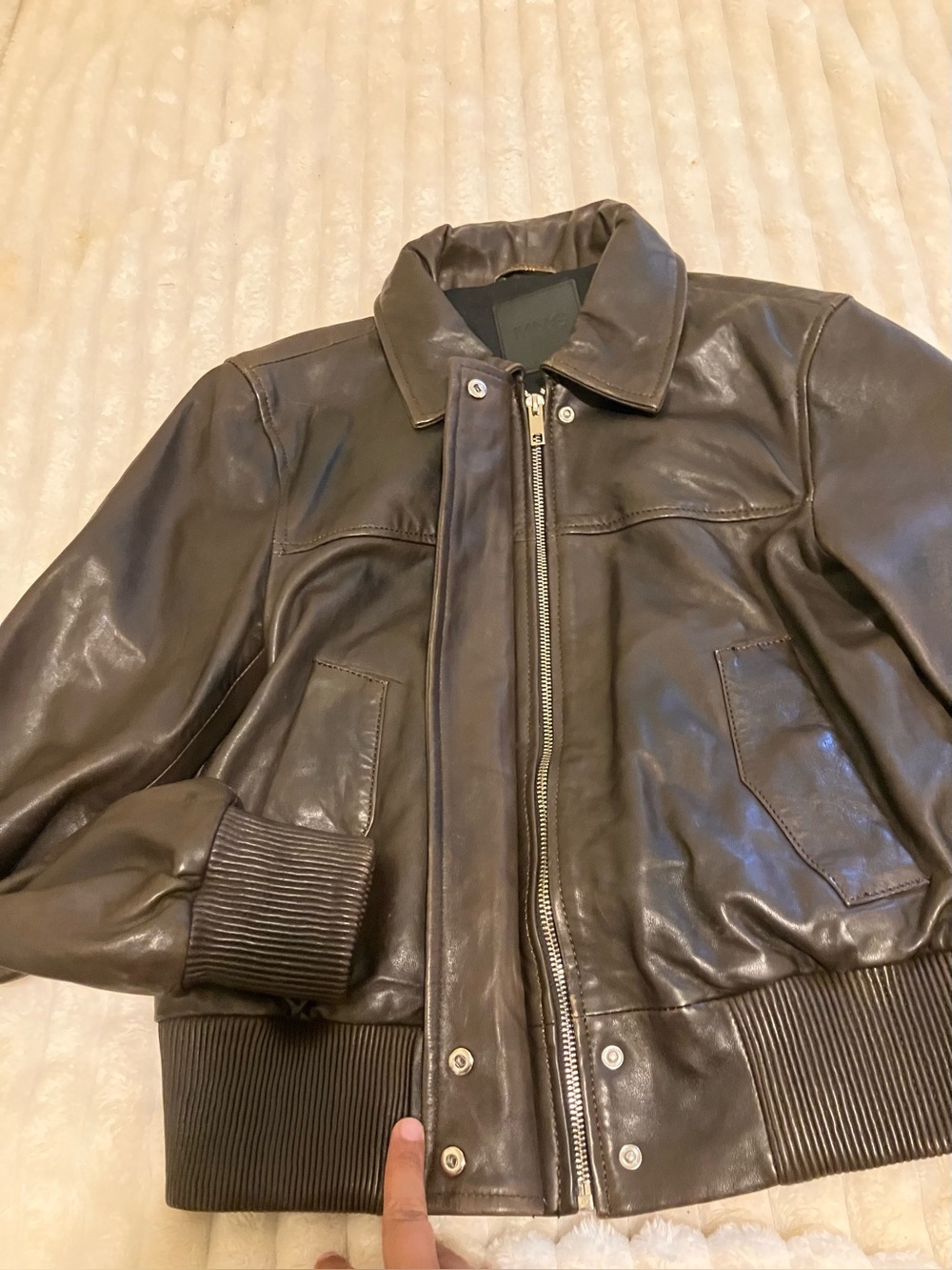 Mango Leather Bomber Jacket - Picture 7 of 15